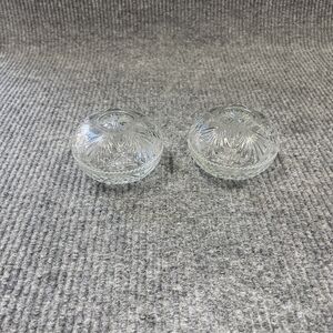 VTG KIG Malaysia Clear‎ Glass Dish Bowl Depression Style Candy Nut Lid Set Of 2